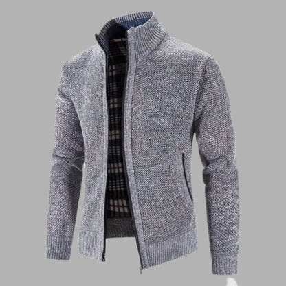 Męska bluza zapinana na zamek z prążkowanymi mankietami | Styl casualowy