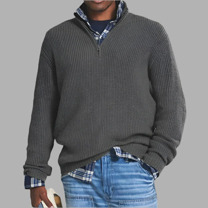 Męski sweter z zamkiem pod szyją | Styl casualowy