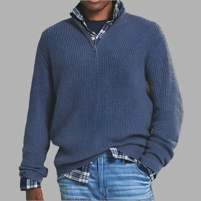Męski sweter z zamkiem pod szyją | Styl casualowy