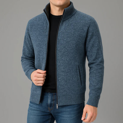 Męska bluza zapinana na zamek z prążkowanymi mankietami | Styl casualowy