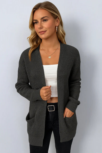 Damski kardigan z kieszeniami o luźnym kroju | Styl casualowy
