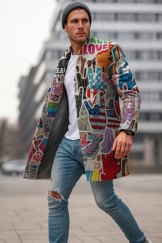 Męska kurtka z kolorowym nadrukiem graffiti | Styl uliczny
