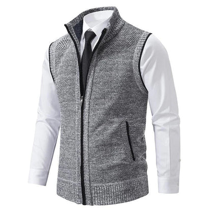 Męska kamizelka dzianinowa z zamkiem błyskawicznym | Styl elegancki