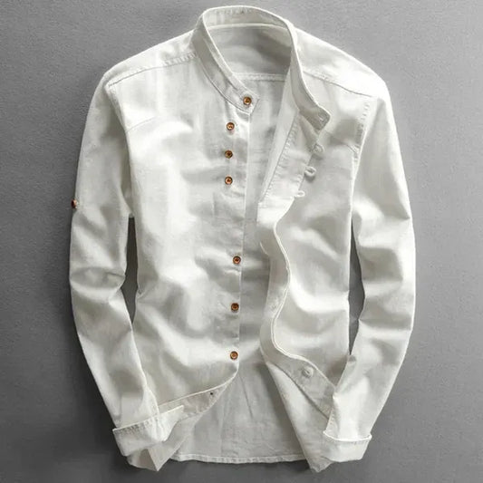 Męska koszula z bawełny z kołnierzykiem mandaryńskim | Styl elegancki