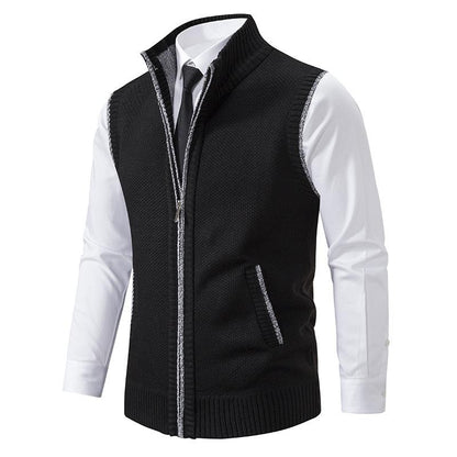 Męska kamizelka dzianinowa z zamkiem błyskawicznym | Styl elegancki